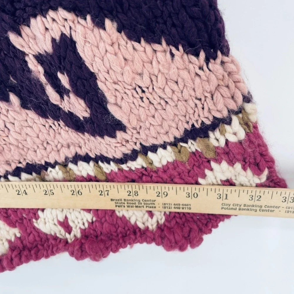 Boston Proper Sweater Poncho Women L Chunky Knit Boho Pink Purple‎ Nordic